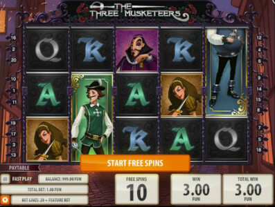 the three musketeers videoslot screenshot